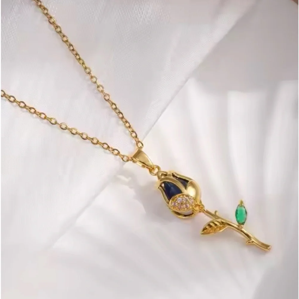 Gold Filled Cubic Zirconia Tulip Necklace